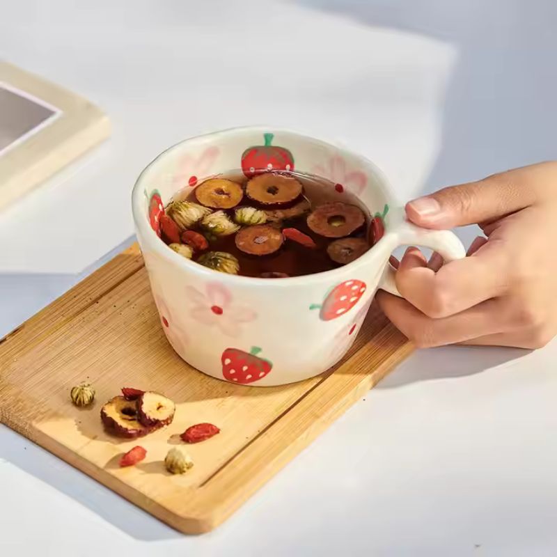 Strawberry and Peach Ceramic Mugs - Image 11