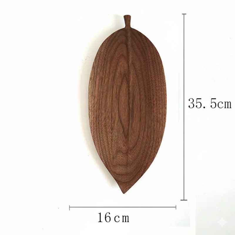 Hand-Carved Walnut Leaf Trays - Image 7