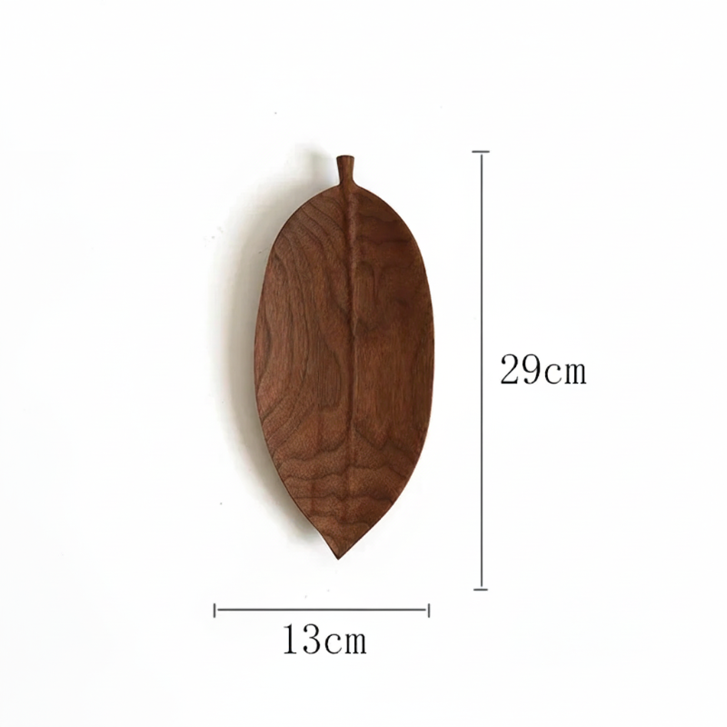 Hand-Carved Walnut Leaf Trays - Image 6