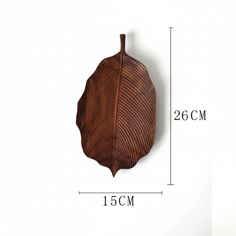 Hand-Carved Walnut Leaf Trays - Image 8