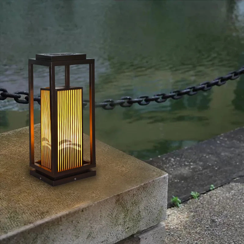 Black Metal LED Solar Outdoor Lantern - Image 6