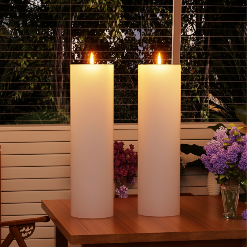 Tall Outdoor Waterproof LED Flameless Candles, Set of 2 - Image 2