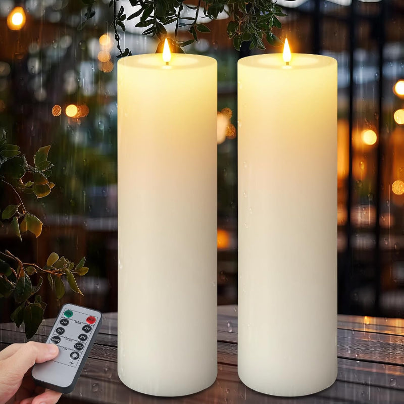 Tall Outdoor Waterproof LED Flameless Candles, Set of 2 - Image 6