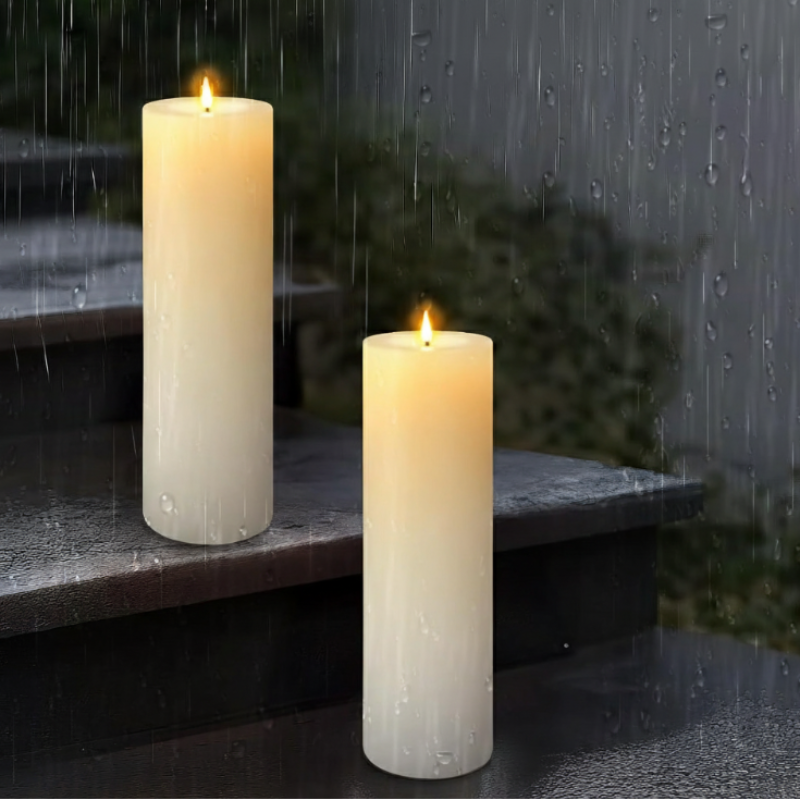 Tall Outdoor Waterproof LED Flameless Candles, Set of 2 - Image 5