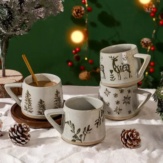 Botanical Ceramic Coffee Mugs